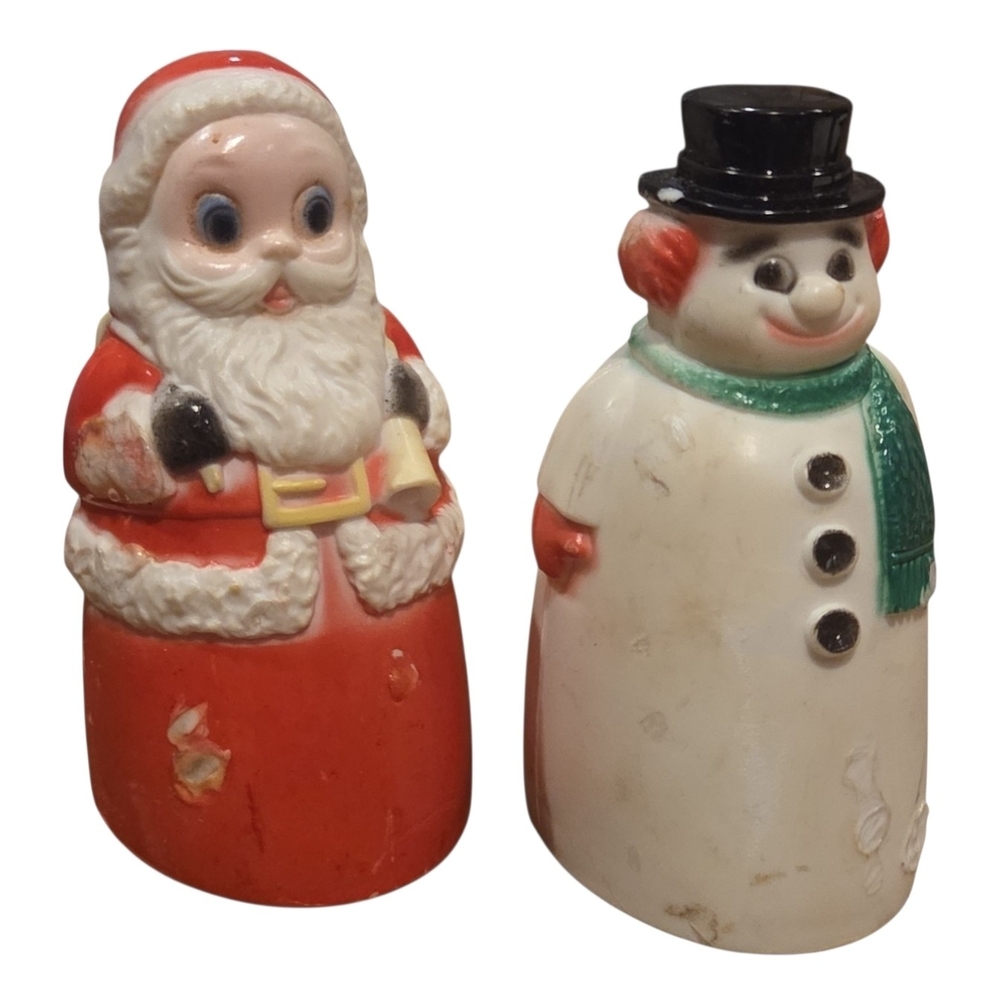 Festive Santa and Snowman Holiday Figurines